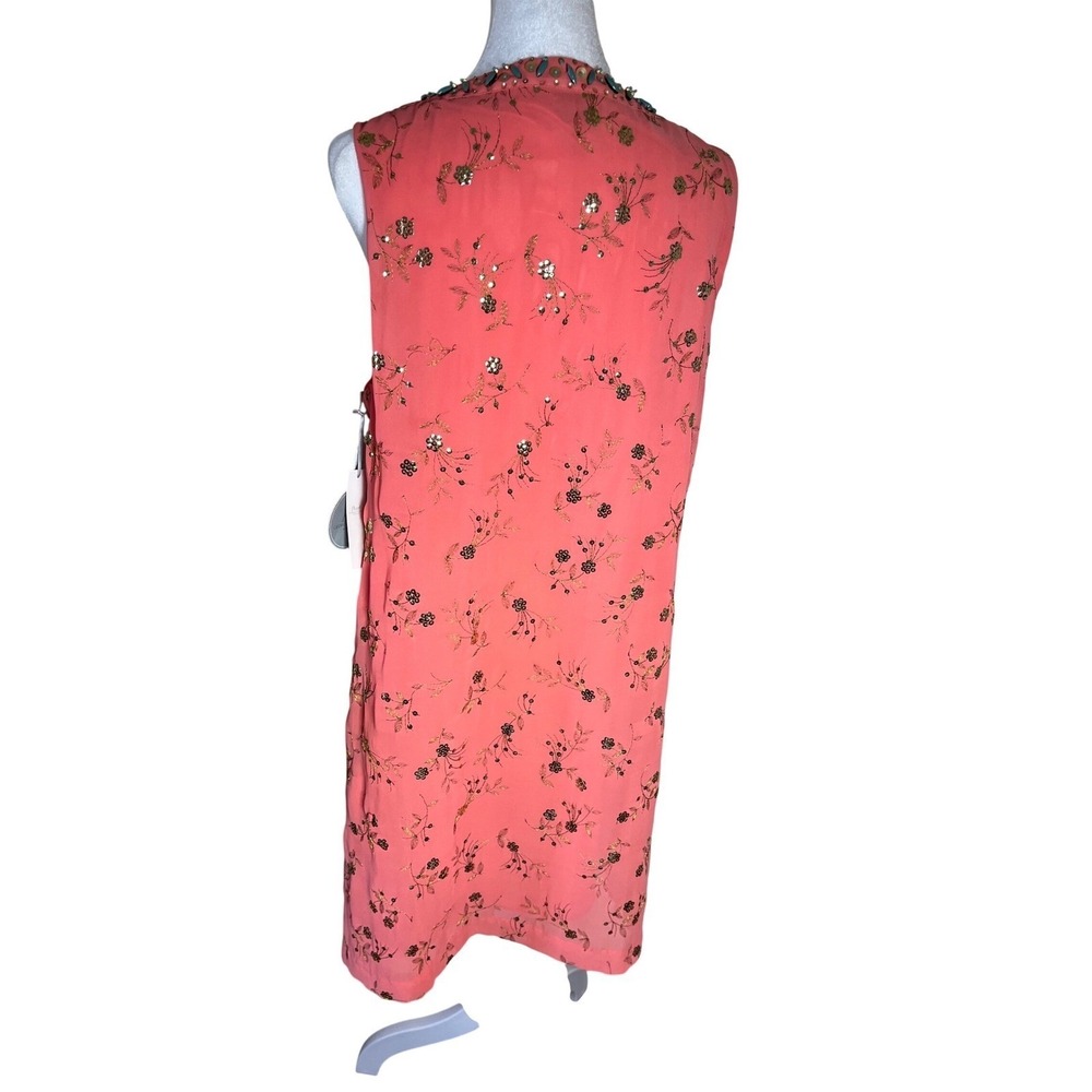 Pearl Georgina Chapman Marchesa Coral Sequin Embroidered Shift Dress P9128 Sz 12 - Picture 2 of 7